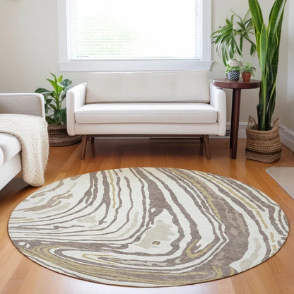 Avelia Brown Washable Indoor-Outdoor Rug-Outdoor Rugs-LOOMLAN Rugs-LOOMLAN