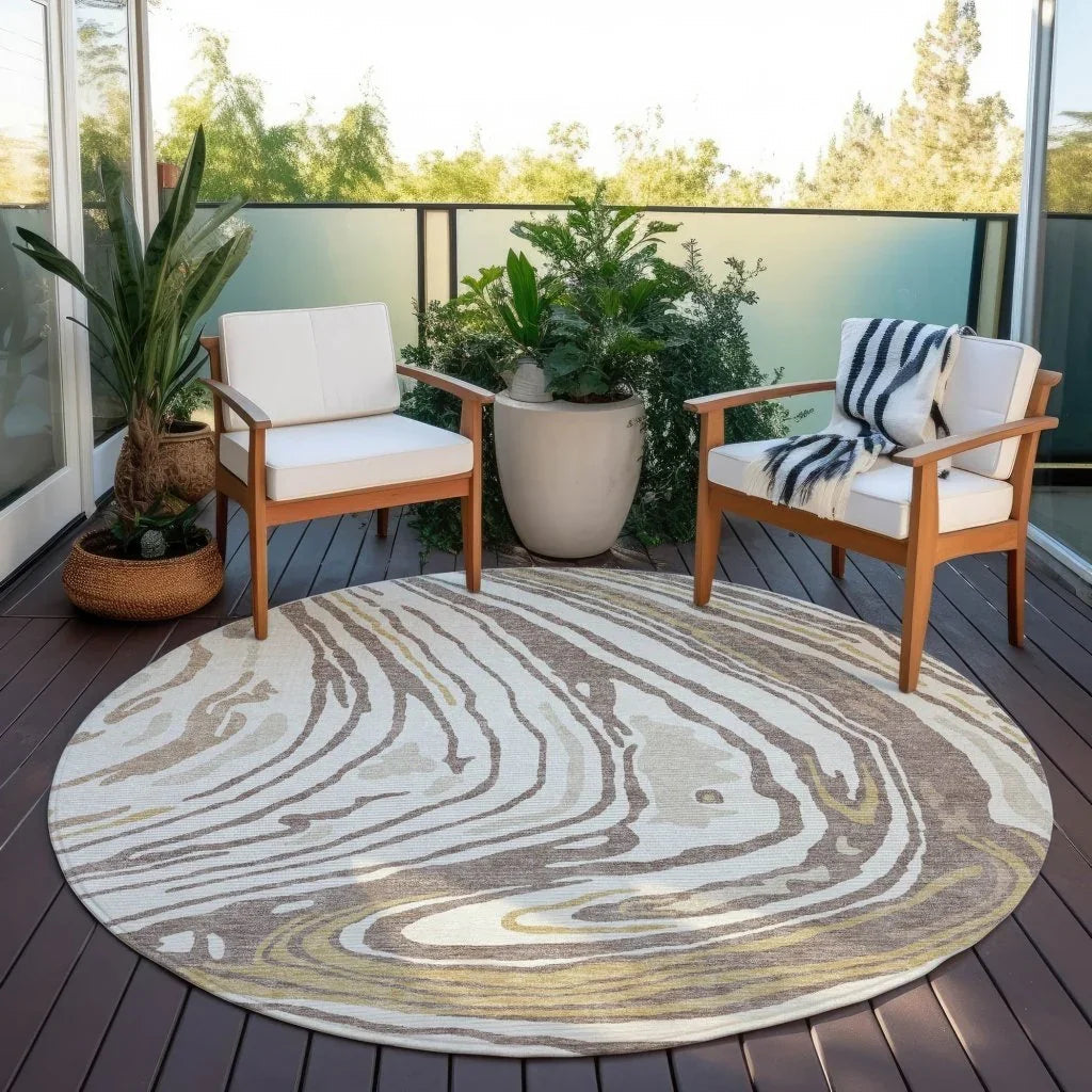 Avelia Brown Washable Indoor-Outdoor Rug-Outdoor Rugs-LOOMLAN Rugs-LOOMLAN