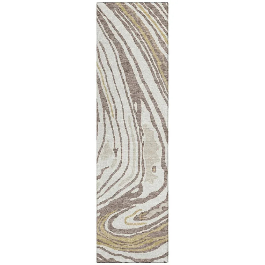 Avelia Brown Washable Indoor-Outdoor Rug-Outdoor Rugs-LOOMLAN Rugs-2'3" x 7'6"-LOOMLAN