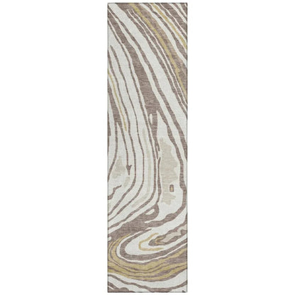 Avelia Brown Washable Indoor-Outdoor Rug-Outdoor Rugs-LOOMLAN Rugs-2'3" x 7'6"-LOOMLAN