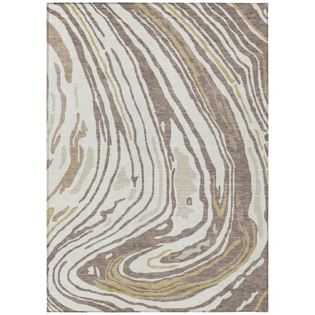 Avelia Brown Washable Indoor-Outdoor Rug-Outdoor Rugs-LOOMLAN Rugs-2'6" x 3'10"-LOOMLAN