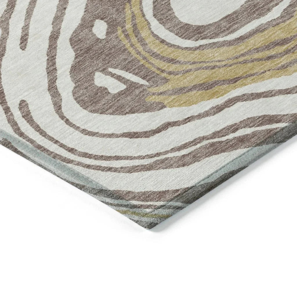 Avelia Brown Washable Indoor-Outdoor Rug-Outdoor Rugs-LOOMLAN Rugs-LOOMLAN