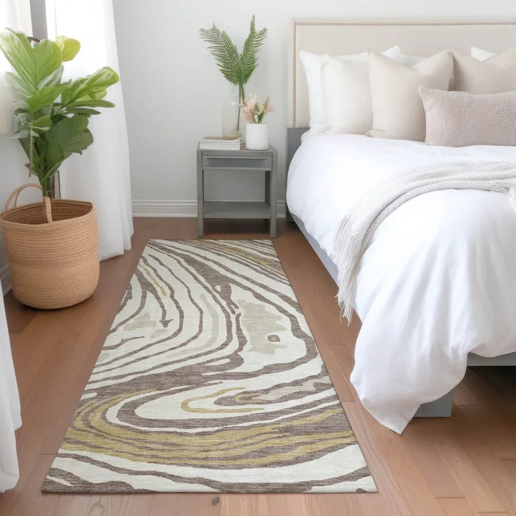 Avelia Brown Washable Indoor-Outdoor Rug-Outdoor Rugs-LOOMLAN Rugs-LOOMLAN