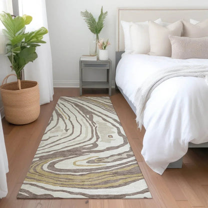 Avelia Brown Washable Indoor-Outdoor Rug-Outdoor Rugs-LOOMLAN Rugs-LOOMLAN