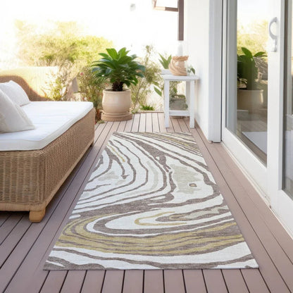 Avelia Brown Washable Indoor-Outdoor Rug-Outdoor Rugs-LOOMLAN Rugs-LOOMLAN