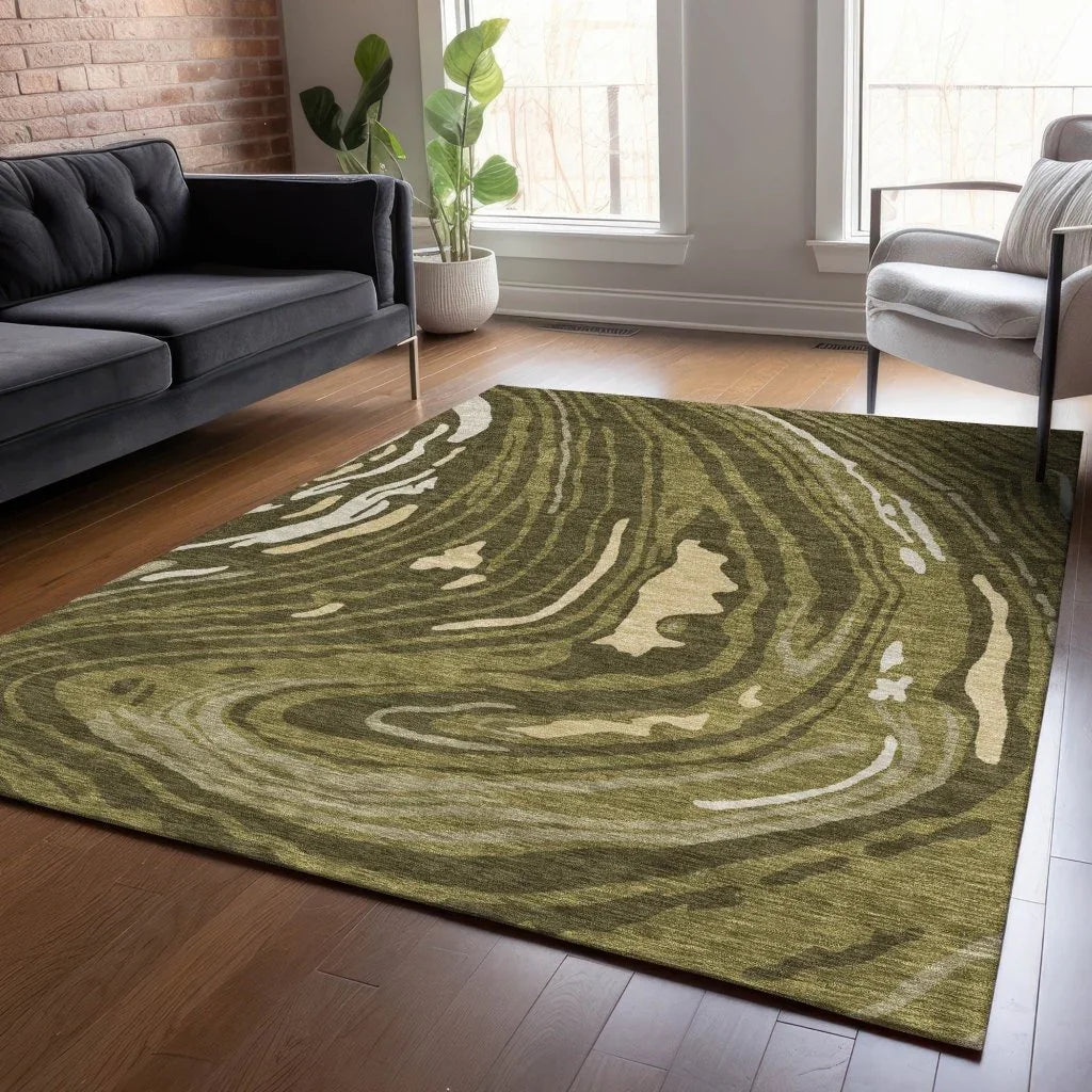 Avelia Green Washable Indoor-Outdoor Rug-Outdoor Rugs-LOOMLAN Rugs-LOOMLAN