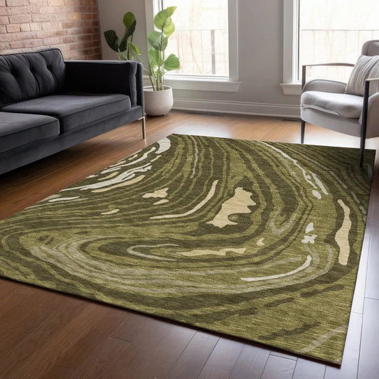 Avelia Green Washable Indoor-Outdoor Rug-Outdoor Rugs-LOOMLAN Rugs-LOOMLAN