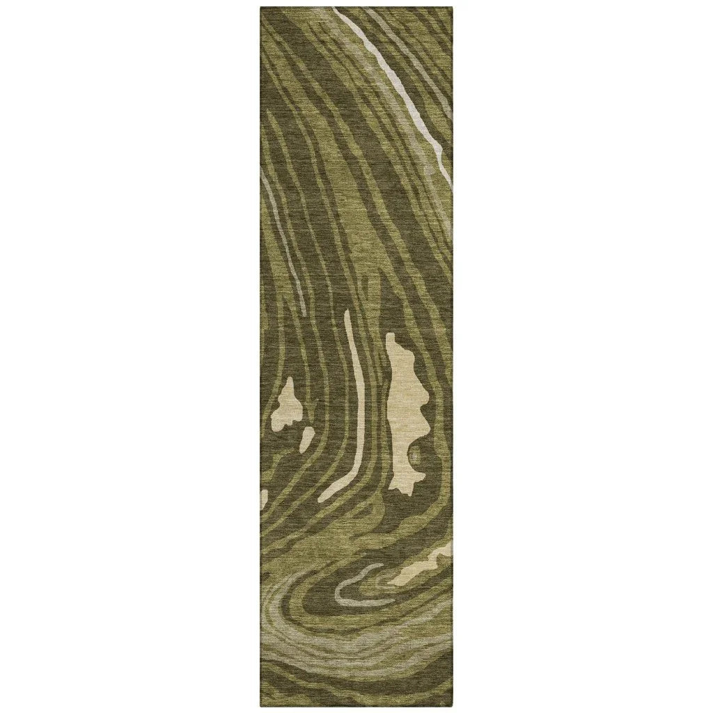 Avelia Green Washable Indoor-Outdoor Rug-Outdoor Rugs-LOOMLAN Rugs-2'3" x 7'6"-LOOMLAN