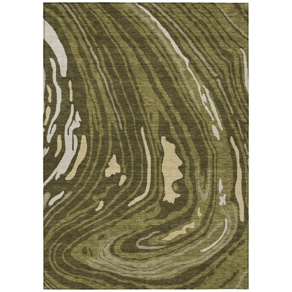 Avelia Green Washable Indoor-Outdoor Rug-Outdoor Rugs-LOOMLAN Rugs-2'6" x 3'10"-LOOMLAN