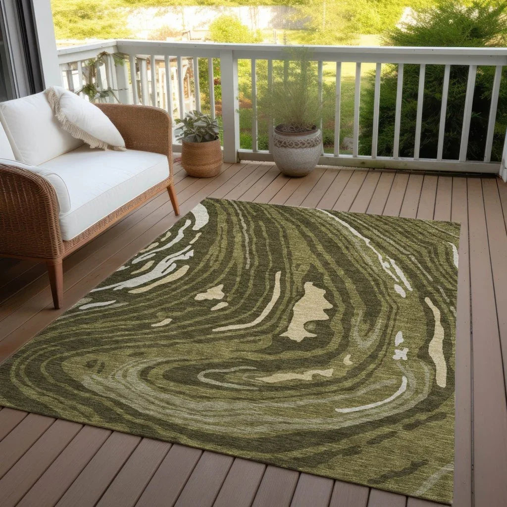 Avelia Green Washable Indoor-Outdoor Rug-Outdoor Rugs-LOOMLAN Rugs-LOOMLAN