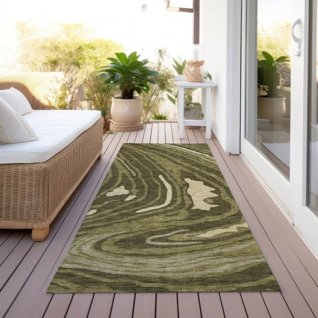 Avelia Green Washable Indoor-Outdoor Rug-Outdoor Rugs-LOOMLAN Rugs-LOOMLAN