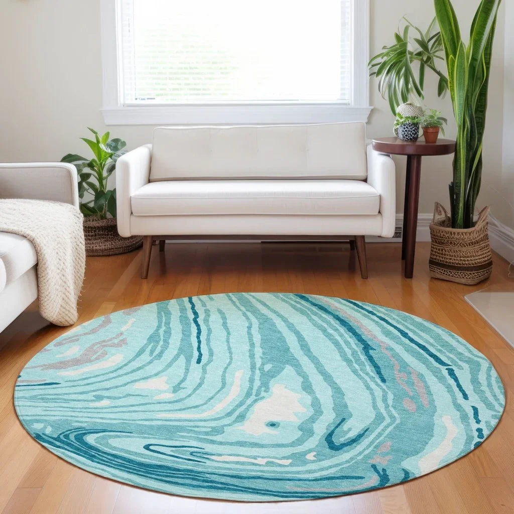 Avelia Teal Washable Indoor-Outdoor Rug-Outdoor Rugs-LOOMLAN Rugs-LOOMLAN