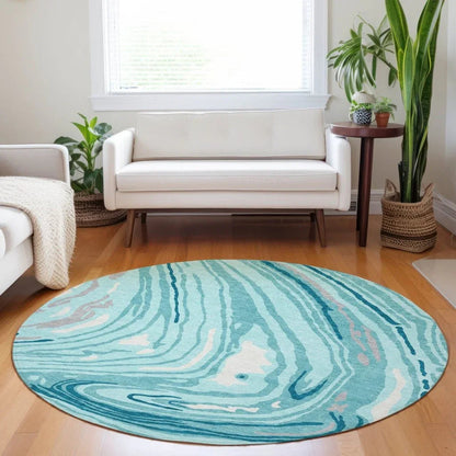 Avelia Teal Washable Indoor-Outdoor Rug-Outdoor Rugs-LOOMLAN Rugs-LOOMLAN