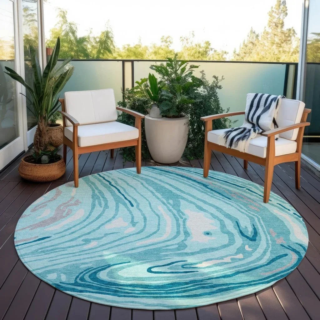 Avelia Teal Washable Indoor-Outdoor Rug-Outdoor Rugs-LOOMLAN Rugs-LOOMLAN