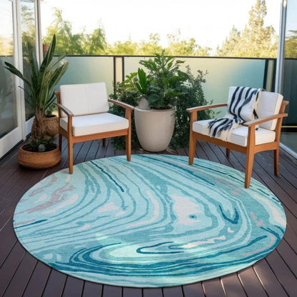 Avelia Teal Washable Indoor-Outdoor Rug-Outdoor Rugs-LOOMLAN Rugs-LOOMLAN