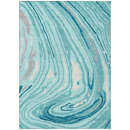 Avelia Teal Washable Indoor-Outdoor Rug-Outdoor Rugs-LOOMLAN Rugs-2'6" x 3'10"-LOOMLAN