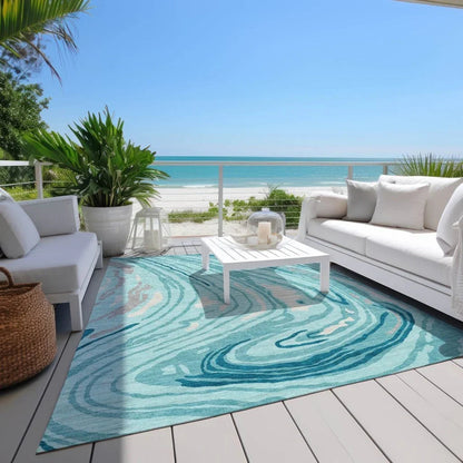Avelia Teal Washable Indoor-Outdoor Rug-Outdoor Rugs-LOOMLAN Rugs-LOOMLAN