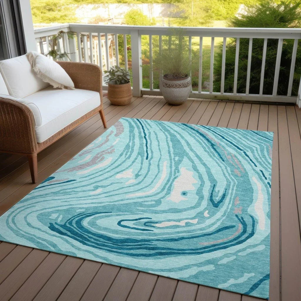 Avelia Teal Washable Indoor-Outdoor Rug-Outdoor Rugs-LOOMLAN Rugs-LOOMLAN
