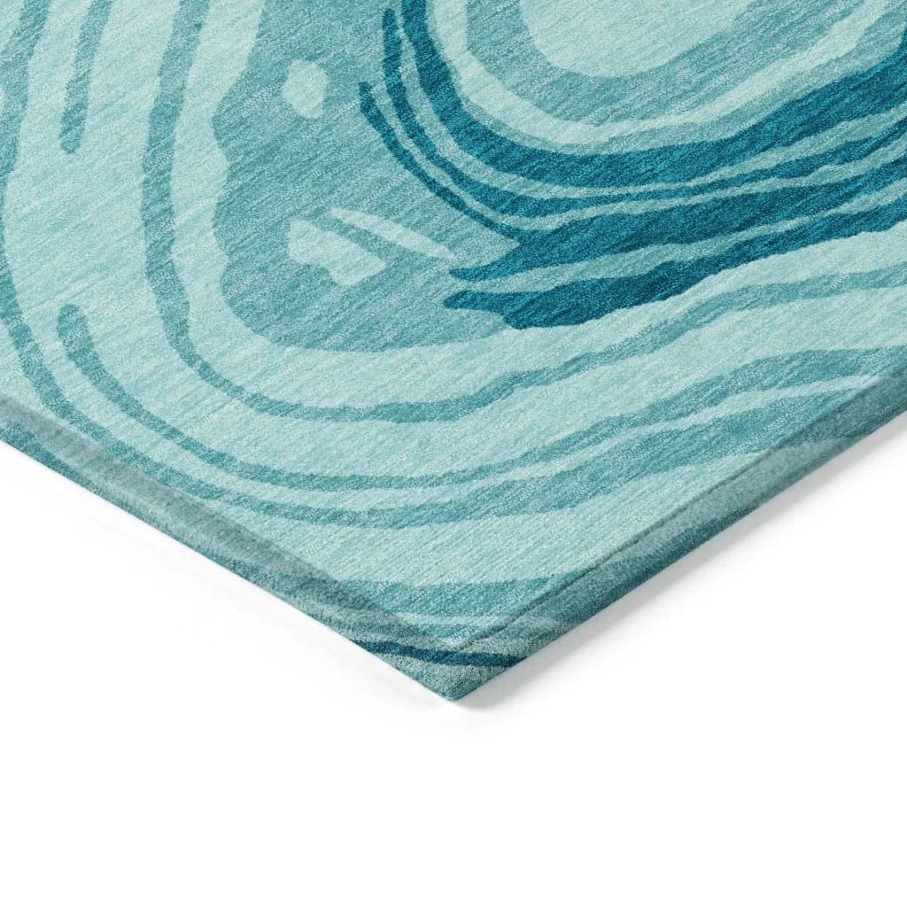 Avelia Teal Washable Indoor-Outdoor Rug-Outdoor Rugs-LOOMLAN Rugs-LOOMLAN