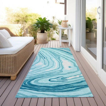 Avelia Teal Washable Indoor-Outdoor Rug-Outdoor Rugs-LOOMLAN Rugs-LOOMLAN