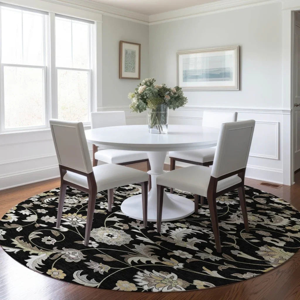 Aveline Black Washable Indoor-Outdoor Rug-Outdoor Rugs-LOOMLAN Rugs-LOOMLAN