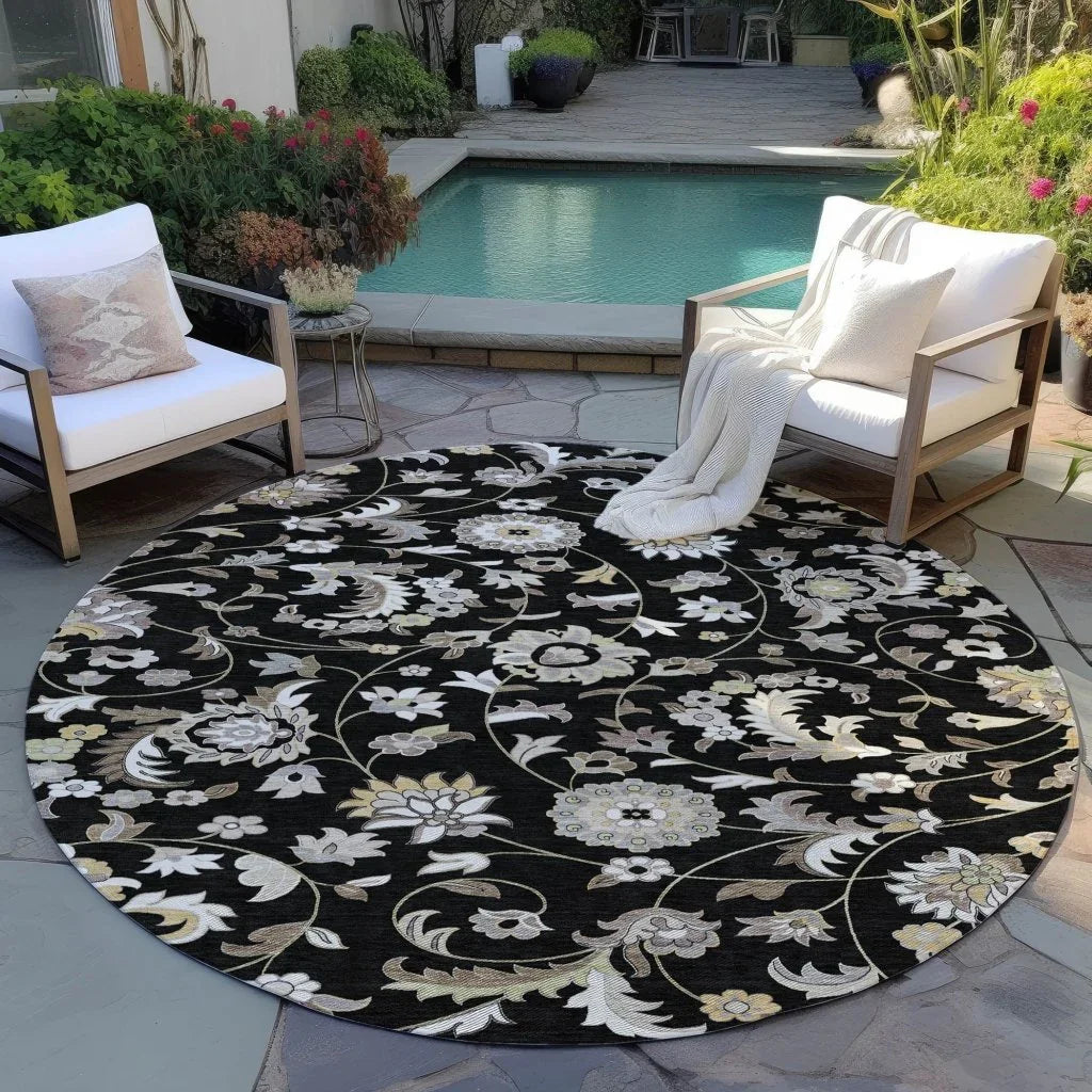 Aveline Black Washable Indoor-Outdoor Rug-Outdoor Rugs-LOOMLAN Rugs-LOOMLAN