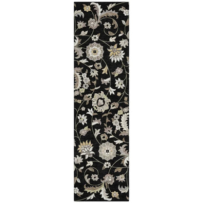 Aveline Black Washable Indoor-Outdoor Rug-Outdoor Rugs-LOOMLAN Rugs-2'3" x 7'6"-LOOMLAN