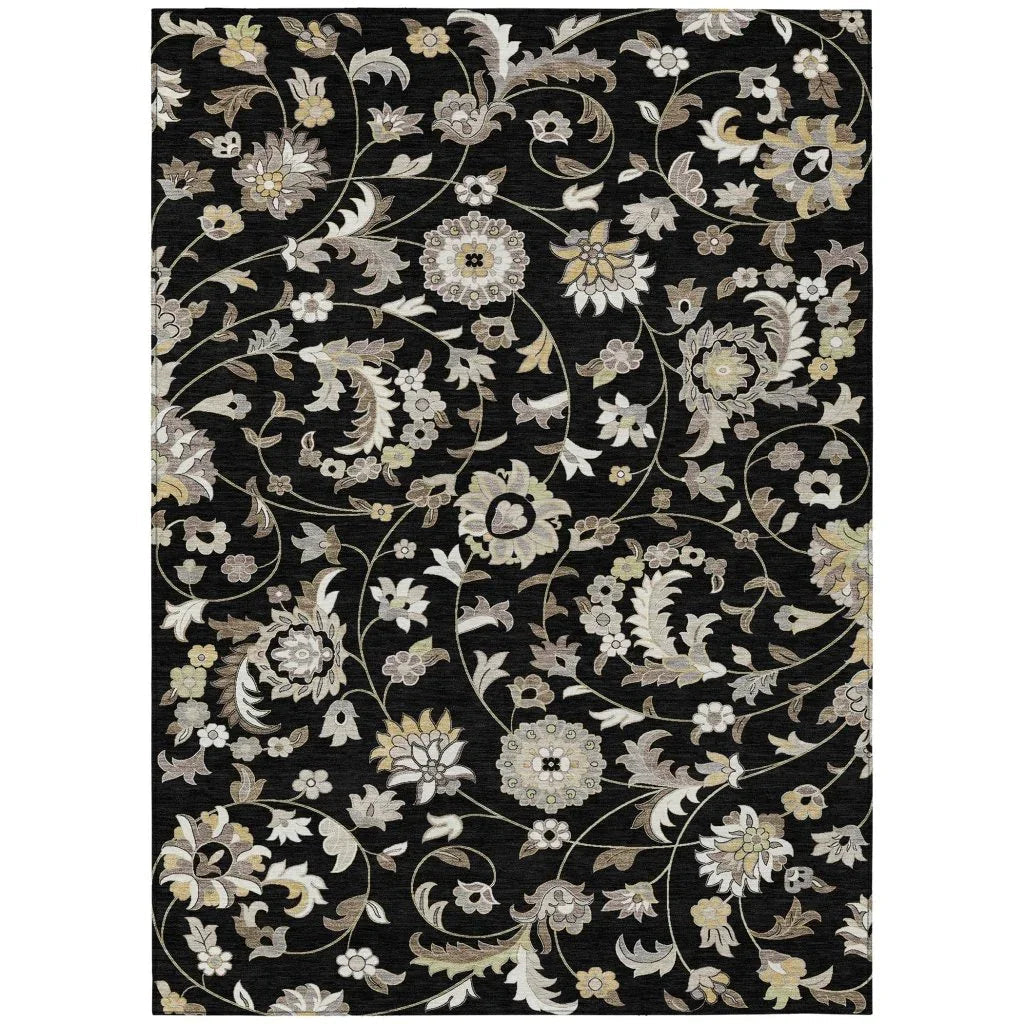 Aveline Black Washable Indoor-Outdoor Rug-Outdoor Rugs-LOOMLAN Rugs-2'6" x 3'10"-LOOMLAN