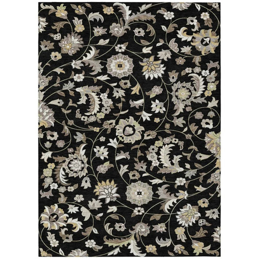 Aveline Black Washable Indoor-Outdoor Rug-Outdoor Rugs-LOOMLAN Rugs-2'6" x 3'10"-LOOMLAN