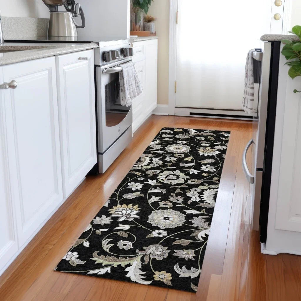 Aveline Black Washable Indoor-Outdoor Rug-Outdoor Rugs-LOOMLAN Rugs-LOOMLAN