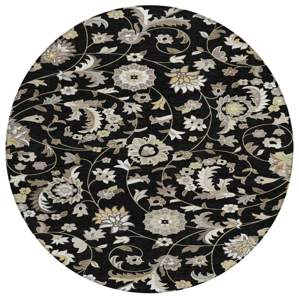 Aveline Black Washable Indoor-Outdoor Rug-Outdoor Rugs-LOOMLAN Rugs-8' x 8'-LOOMLAN