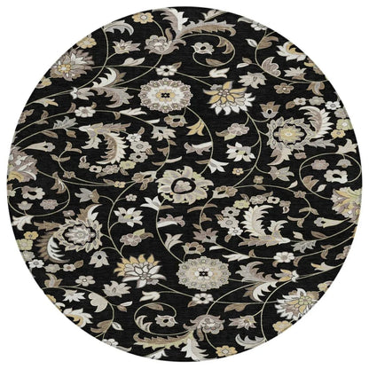 Aveline Black Washable Indoor-Outdoor Rug-Outdoor Rugs-LOOMLAN Rugs-8' x 8'-LOOMLAN
