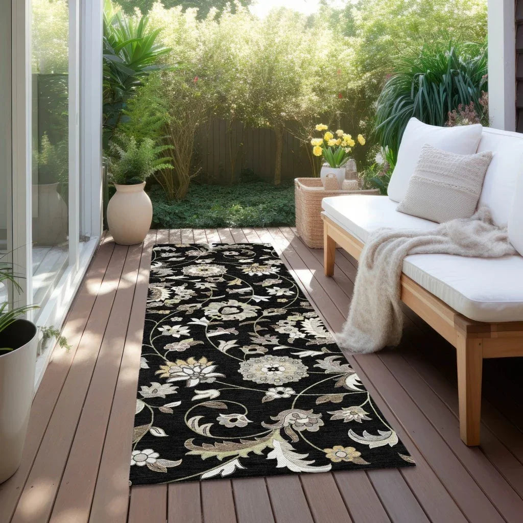 Aveline Black Washable Indoor-Outdoor Rug-Outdoor Rugs-LOOMLAN Rugs-LOOMLAN