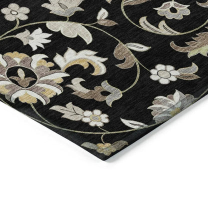 Aveline Black Washable Indoor-Outdoor Rug-Outdoor Rugs-LOOMLAN Rugs-LOOMLAN