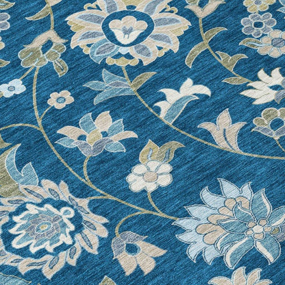 Aveline Blue Washable Indoor-Outdoor Rug-Outdoor Rugs-LOOMLAN Rugs-LOOMLAN