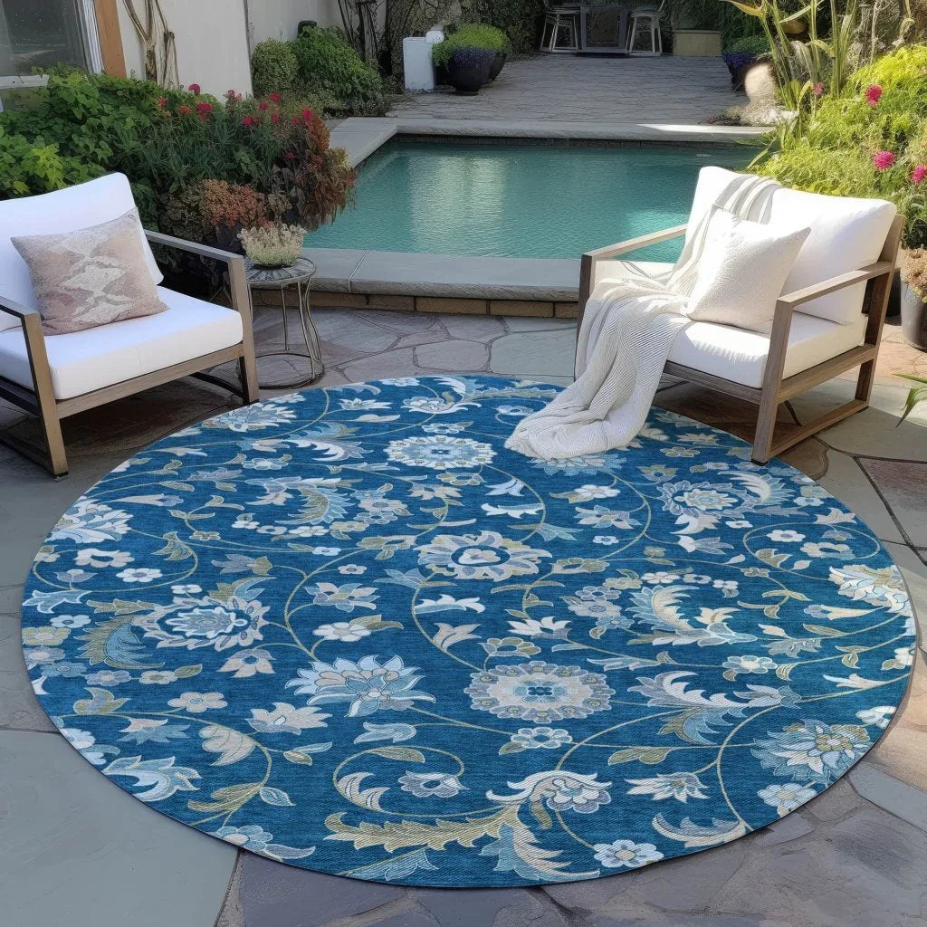 Aveline Blue Washable Indoor-Outdoor Rug-Outdoor Rugs-LOOMLAN Rugs-LOOMLAN