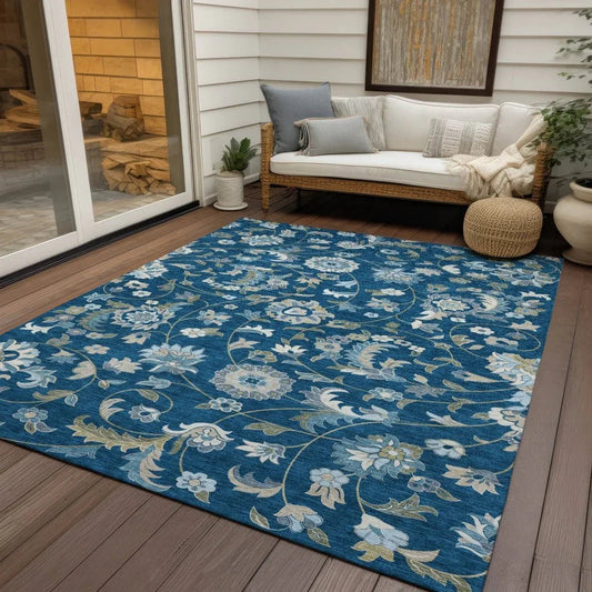 Aveline Blue Washable Indoor-Outdoor Rug-Outdoor Rugs-LOOMLAN Rugs-LOOMLAN