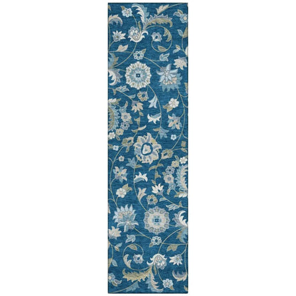 Aveline Blue Washable Indoor-Outdoor Rug-Outdoor Rugs-LOOMLAN Rugs-2'3" x 7'6"-LOOMLAN