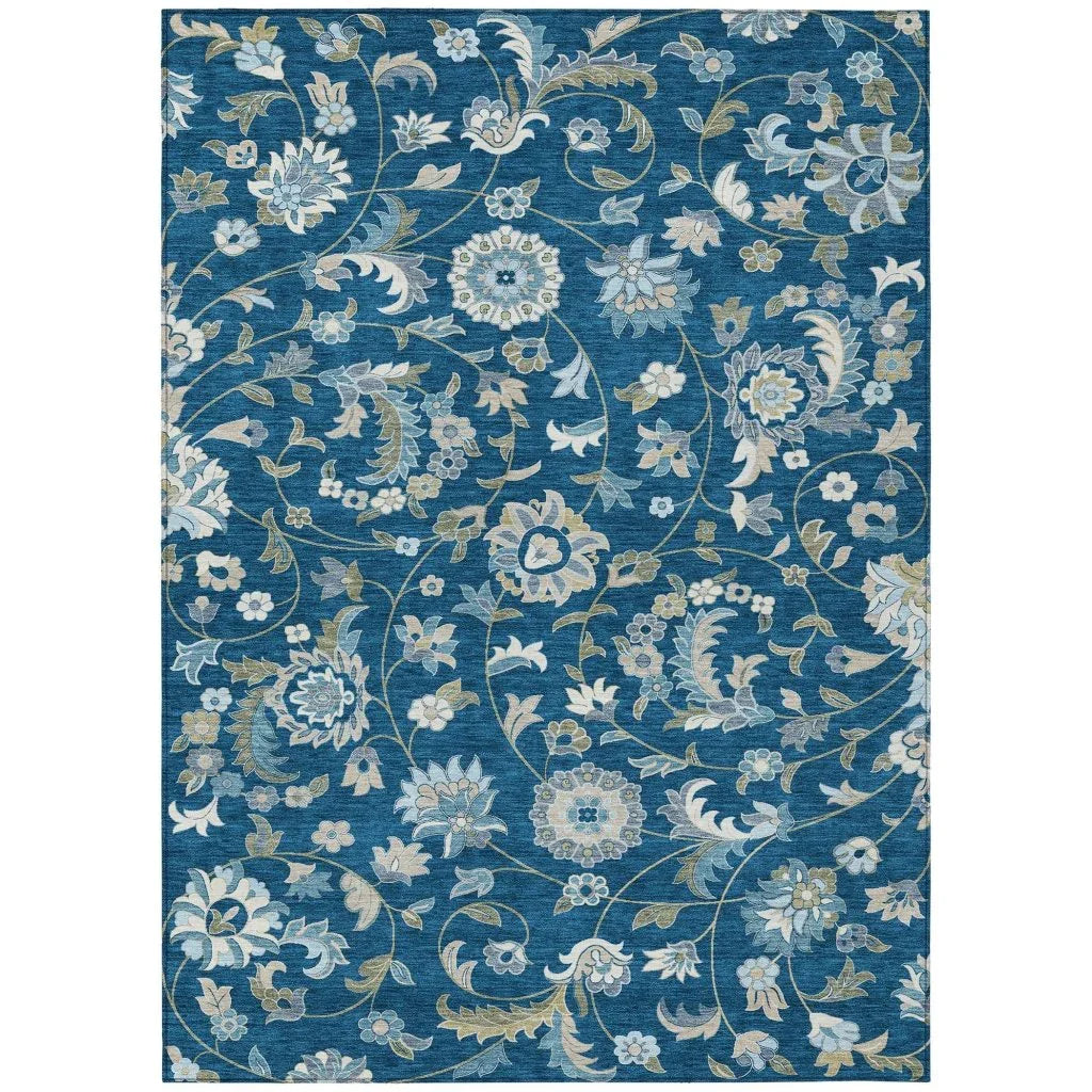 Aveline Blue Washable Indoor-Outdoor Rug-Outdoor Rugs-LOOMLAN Rugs-2'6" x 3'10"-LOOMLAN