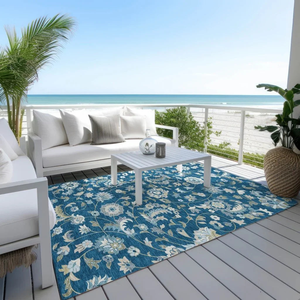 Aveline Blue Washable Indoor-Outdoor Rug-Outdoor Rugs-LOOMLAN Rugs-LOOMLAN