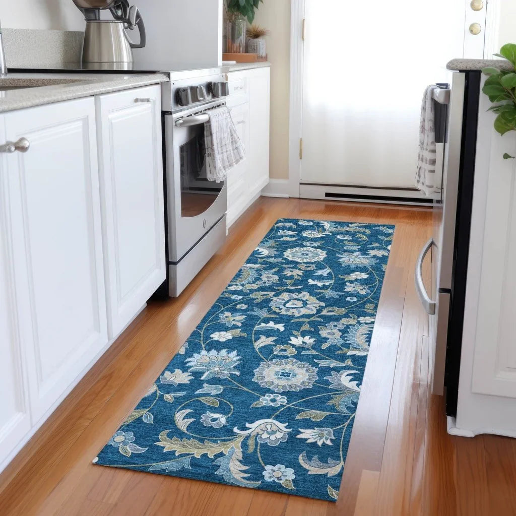 Aveline Blue Washable Indoor-Outdoor Rug-Outdoor Rugs-LOOMLAN Rugs-LOOMLAN