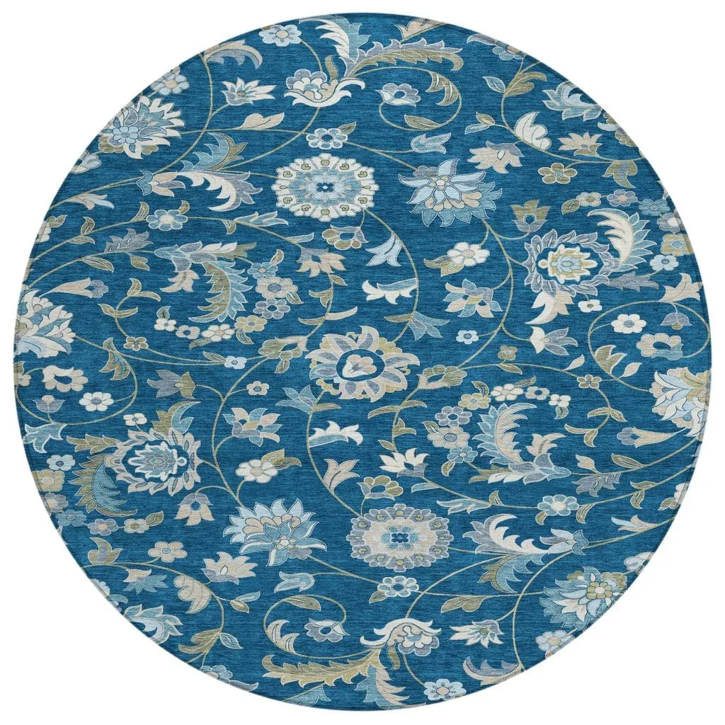 Aveline Blue Washable Indoor-Outdoor Rug-Outdoor Rugs-LOOMLAN Rugs-8' x 8'-LOOMLAN