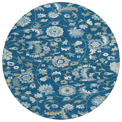 Aveline Blue Washable Indoor-Outdoor Rug-Outdoor Rugs-LOOMLAN Rugs-8' x 8'-LOOMLAN