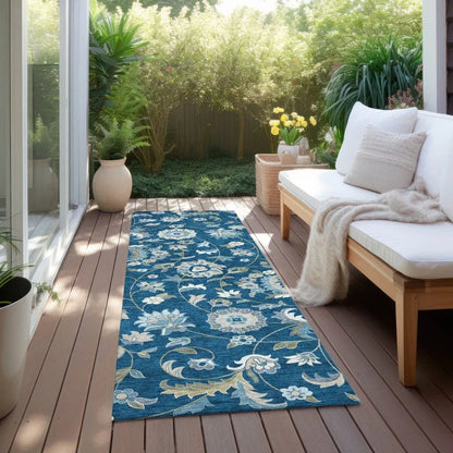 Aveline Blue Washable Indoor-Outdoor Rug-Outdoor Rugs-LOOMLAN Rugs-LOOMLAN