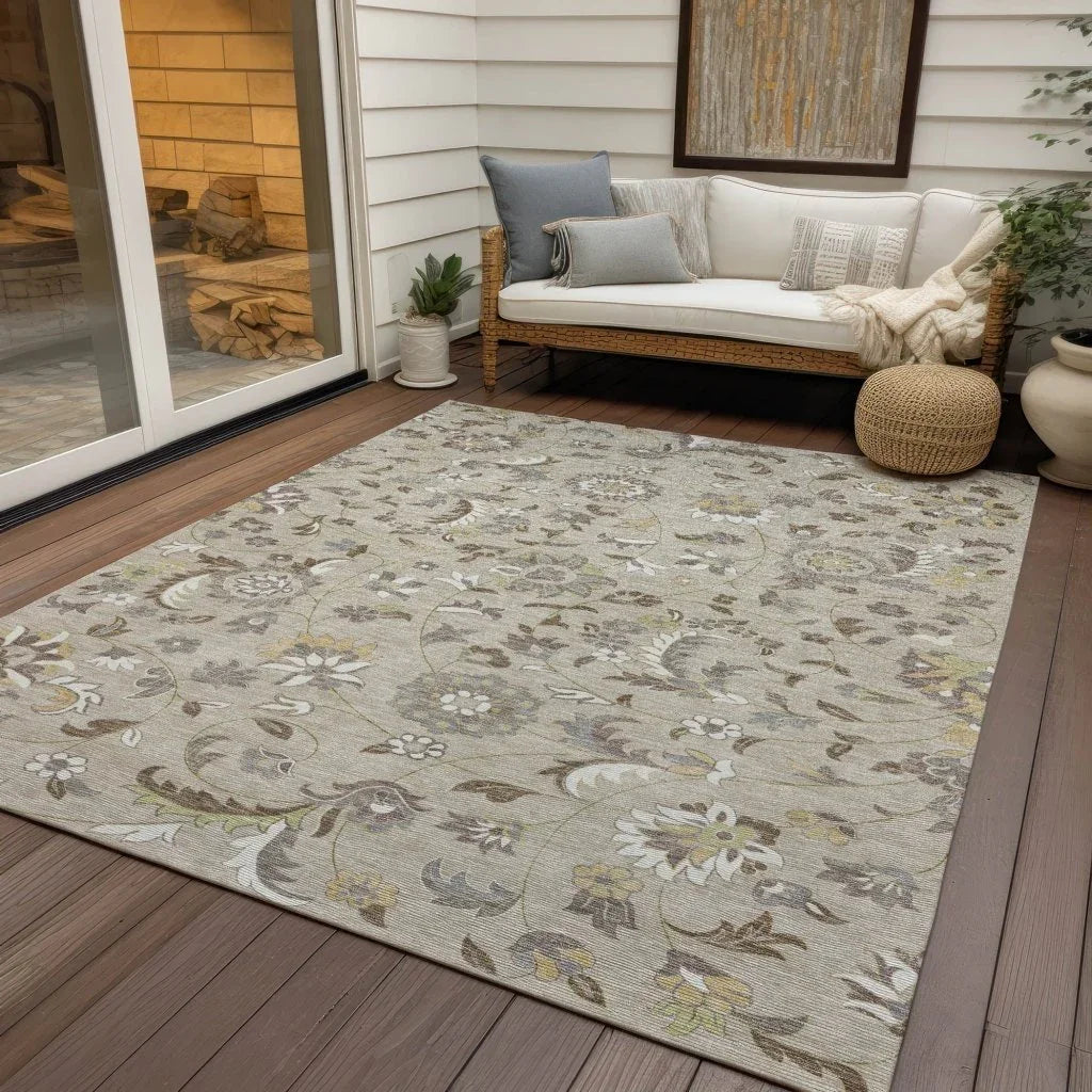 Aveline Brown Washable Indoor-Outdoor Rug-Outdoor Rugs-LOOMLAN Rugs-LOOMLAN