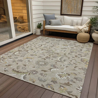 Aveline Brown Washable Indoor-Outdoor Rug-Outdoor Rugs-LOOMLAN Rugs-LOOMLAN