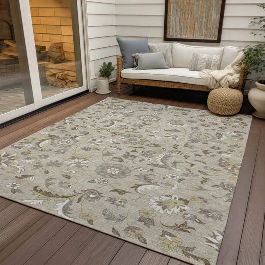 Aveline Brown Washable Indoor-Outdoor Rug-Outdoor Rugs-LOOMLAN Rugs-LOOMLAN