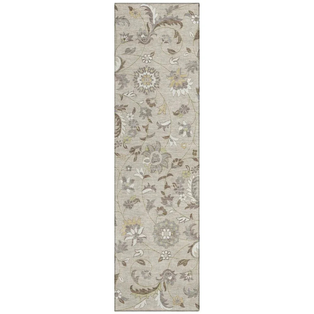 Aveline Brown Washable Indoor-Outdoor Rug-Outdoor Rugs-LOOMLAN Rugs-2'3" x 7'6"-LOOMLAN