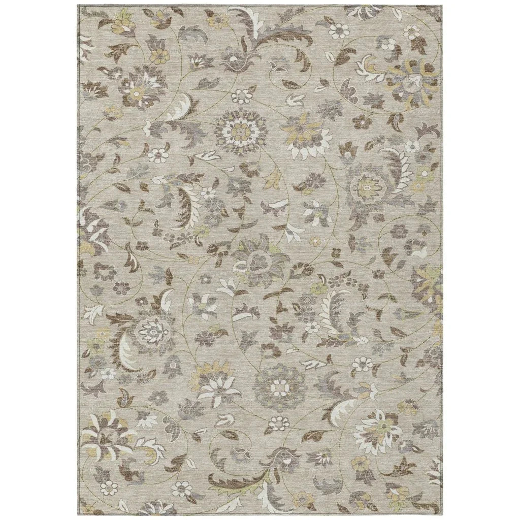 Aveline Brown Washable Indoor-Outdoor Rug-Outdoor Rugs-LOOMLAN Rugs-2'6" x 3'10"-LOOMLAN
