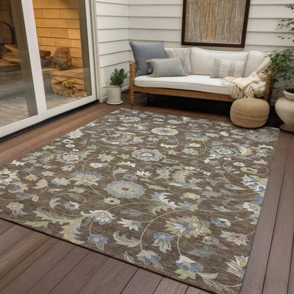 Aveline Chocolate Washable Indoor-Outdoor Rug-Outdoor Rugs-LOOMLAN Rugs-LOOMLAN